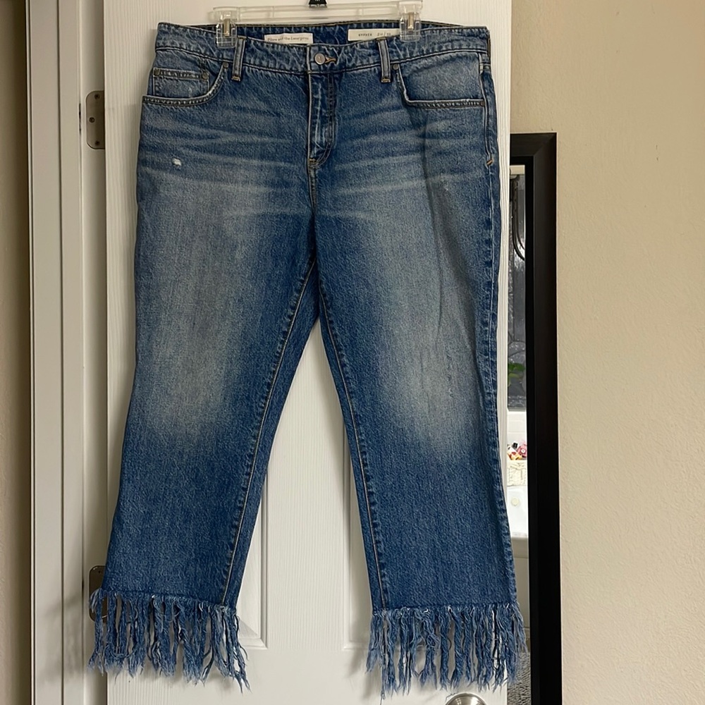Anthropologie Pilcro and the Letterpress Fringe hem Jeans . EUC